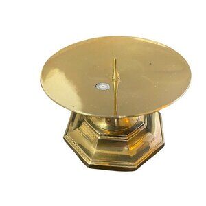 Hosley Solid Brass Pillar Candle Holder Vintage MCM 2.25" with spike *FLAW*